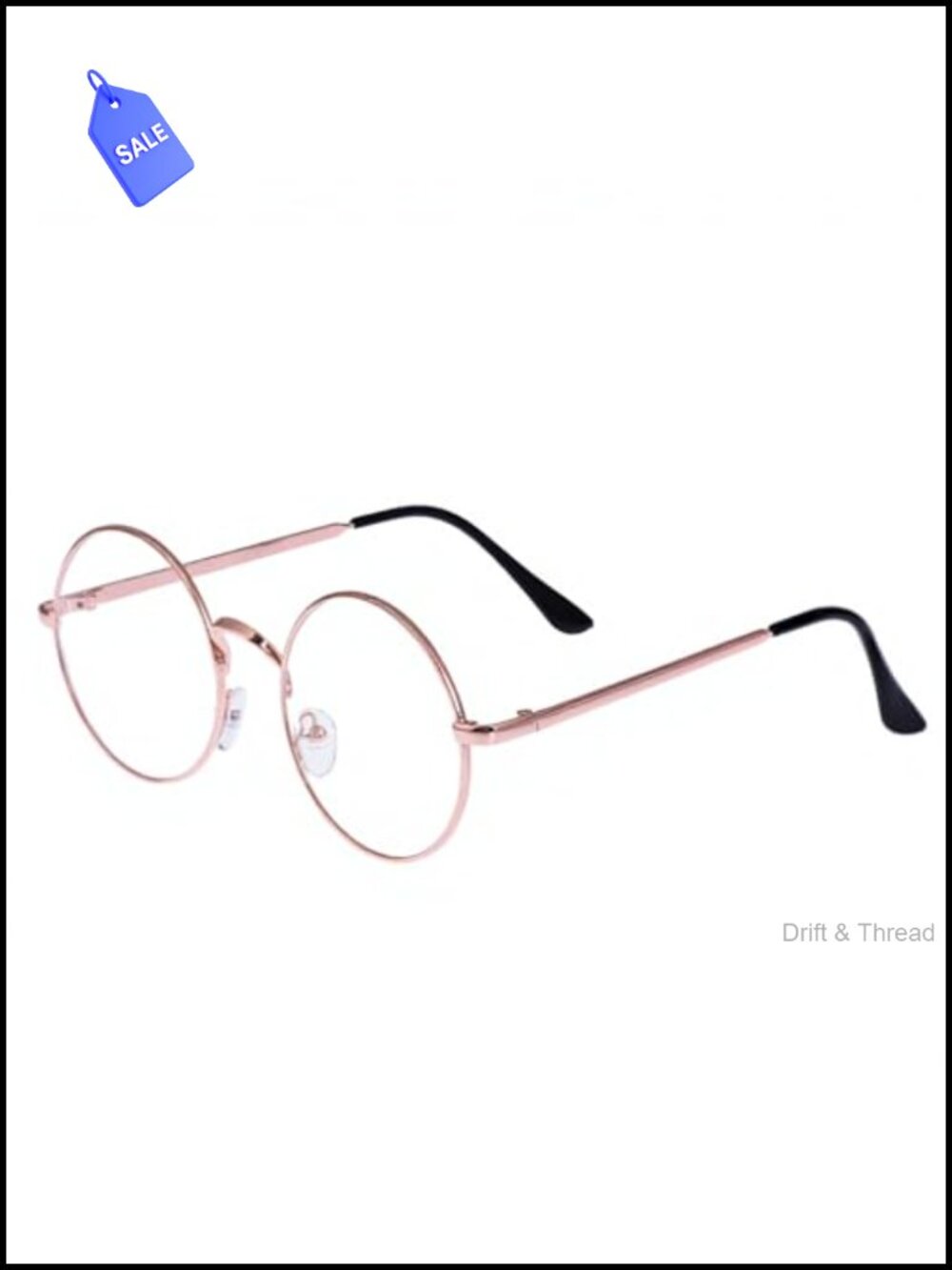 Oversized Metal Frame Round Clear Lens Vintage Eyeglasses